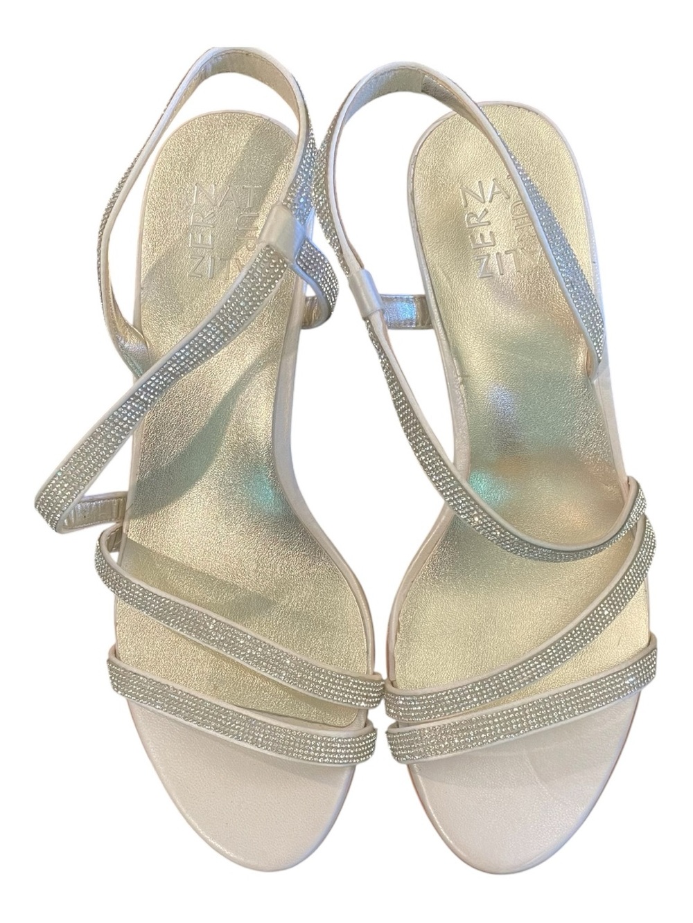 Naturalizer Heel Vanessa Dress Sandals Prom  Strappy Champagne Gold Shoes 9.5 W - Picture 3 of 14